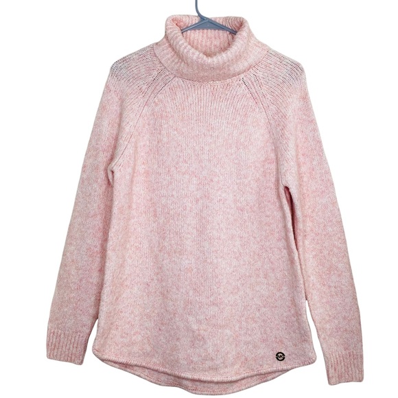 MICHAEL KORS Blossom Heathered High Low Turtleneck Pink Sweater M - Picture 4 of 11